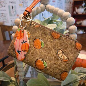 Coach Oranges Wristlet with Piper K Oranges Bag Charm/ Keychain